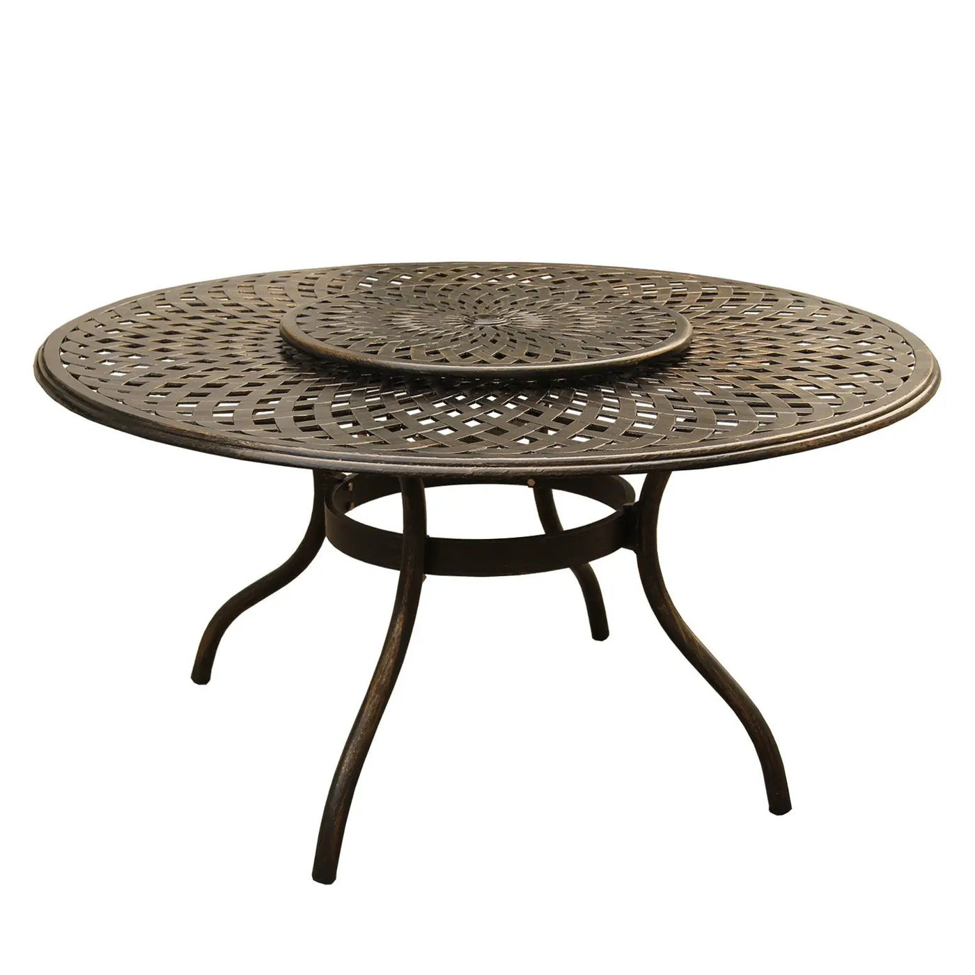 Outdoor Aluminum 7pc Round Patio Dining Set with Lazy Susan, Six Chairs by Sharicks