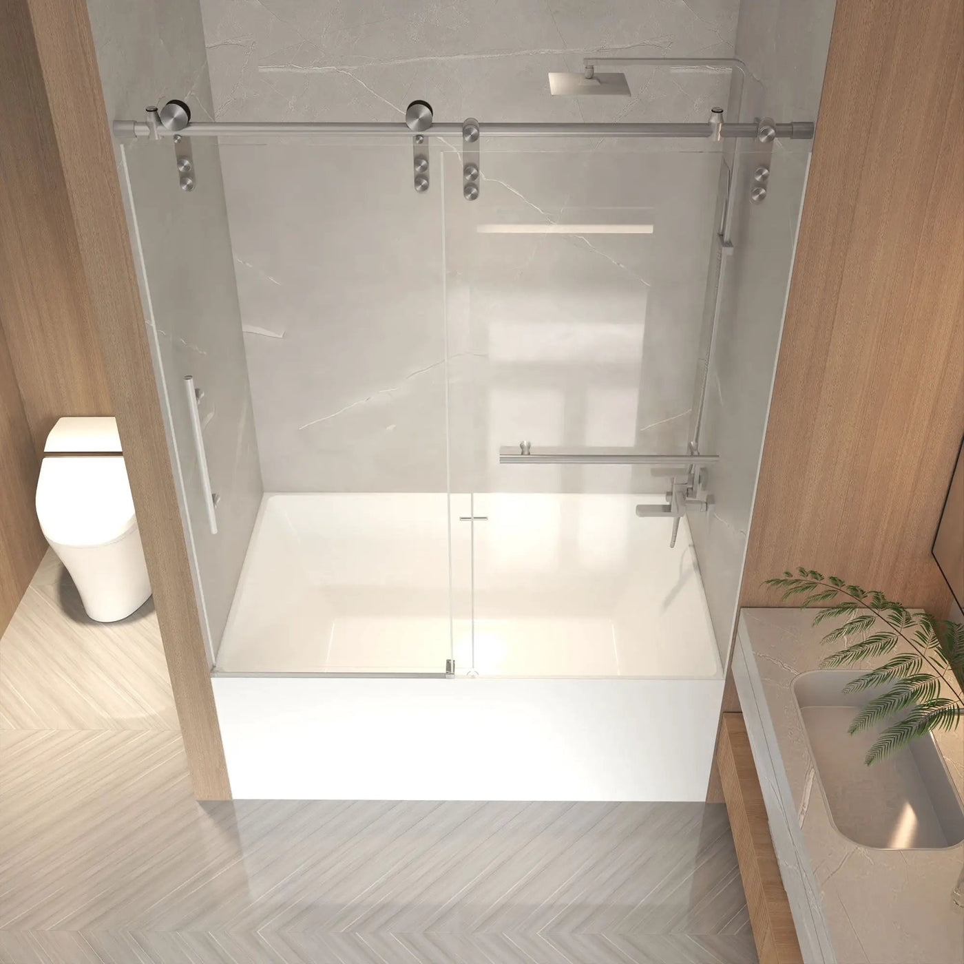 Frameless Sliding Bathtub Door With Frame by HouseOfZazla