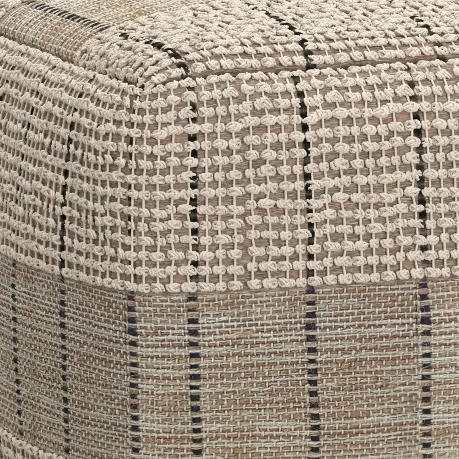Elmer - Square Woven Pouf - Natural / Gray by HouseOfZazla