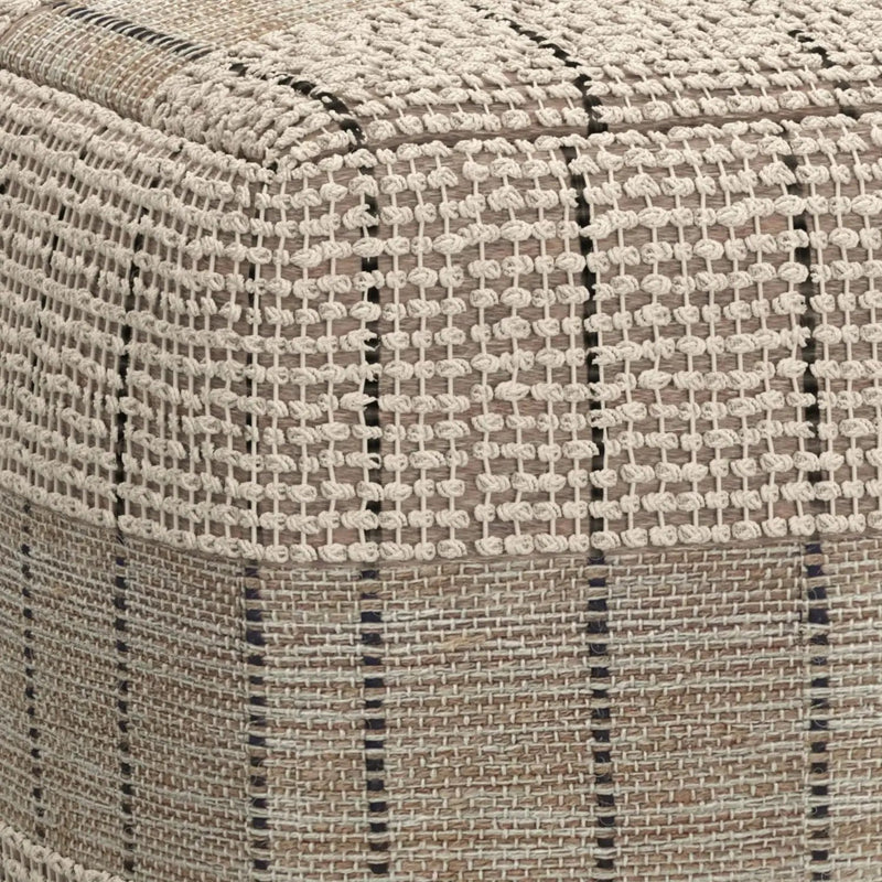 Elmer - Square Woven Pouf - Natural / Gray by HouseOfZazla