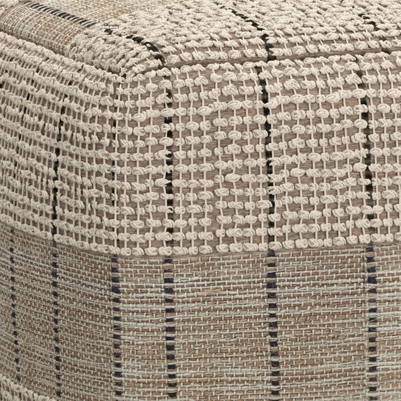 Square Woven Pouf with Handwoven Jute & Cotton - Natural / Gray, photo 6 of 7