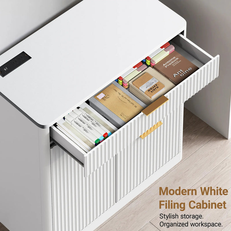 Freestanding Office File Cabinet with Built-in Charging Station by HouseOfZazla