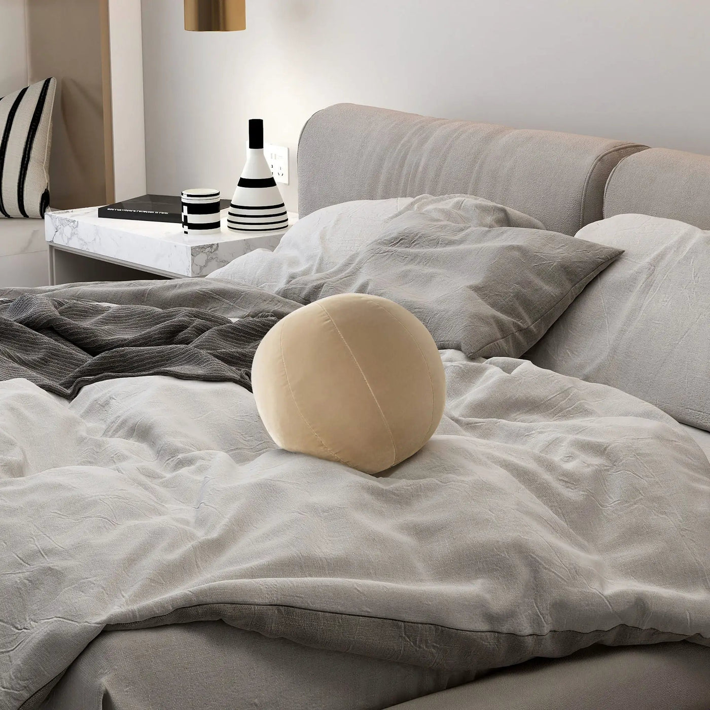 Luna - Round Sphere Accent Ball Throw Pillow by HouseOfZazla