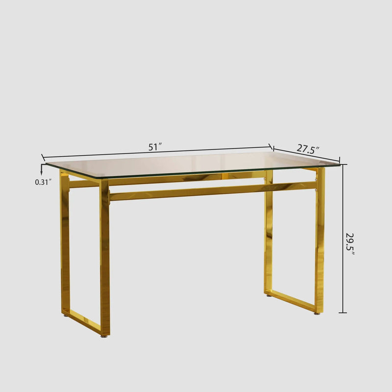 Modern Minimalist Rectangular Dining Table With Tempered Glass Top by HouseOfZazla