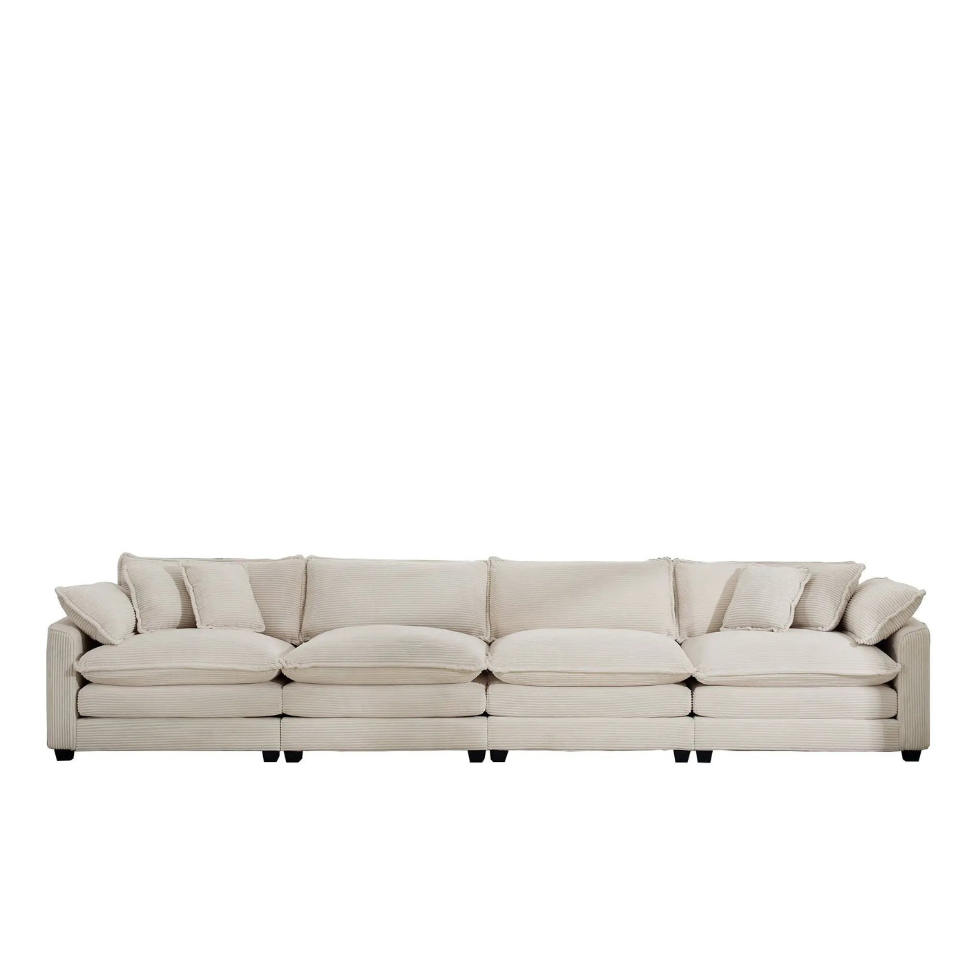 Modern Upholstered 4 Seater Fabric Sofa With Arm And Throw Pillows by Unique Piece Furniture