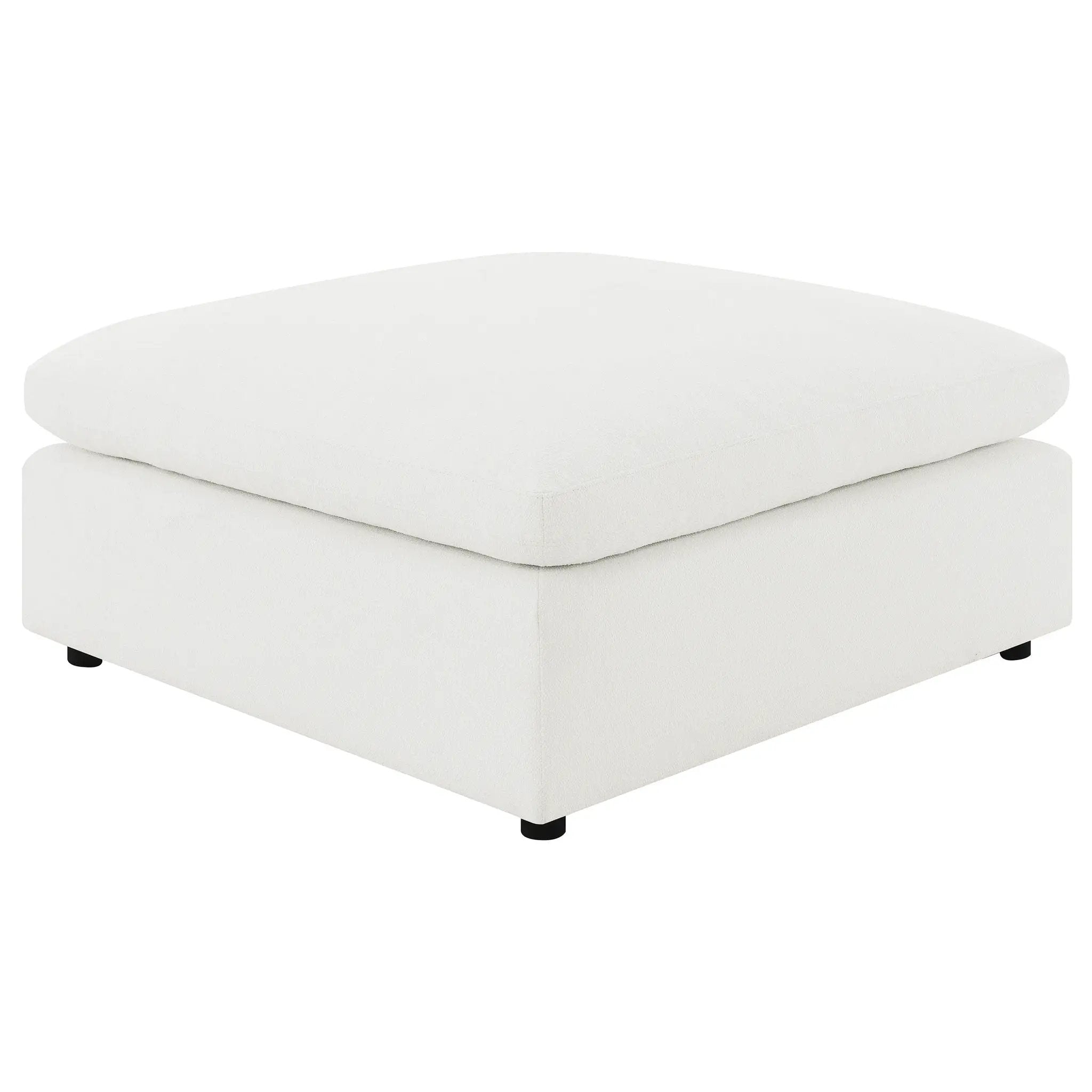 Raleigh Boucle Upholstered Ottoman Ivory by Unique Piece Furniture