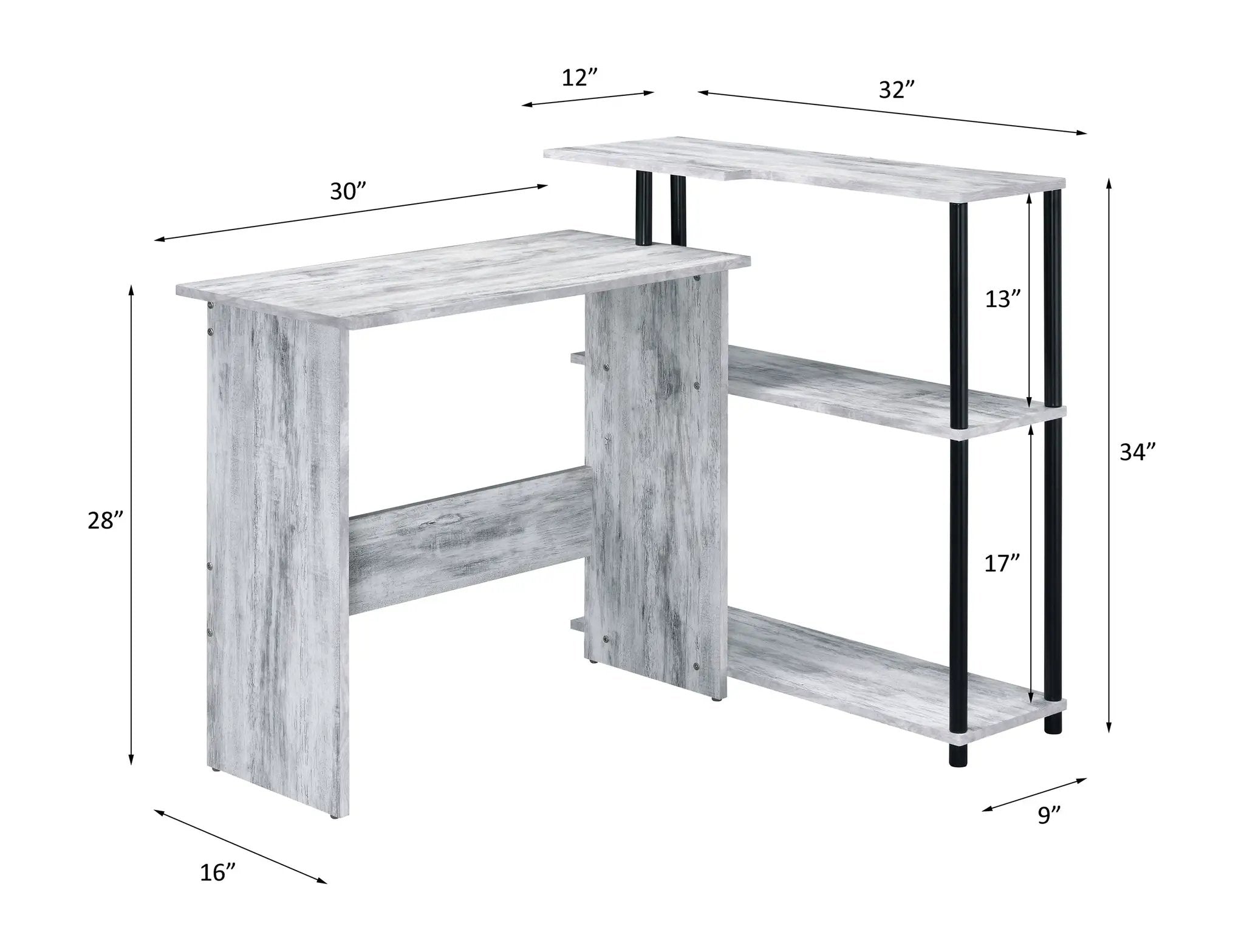 Levi Antique L-Shaped Writing Desk by HouseOfZazla
