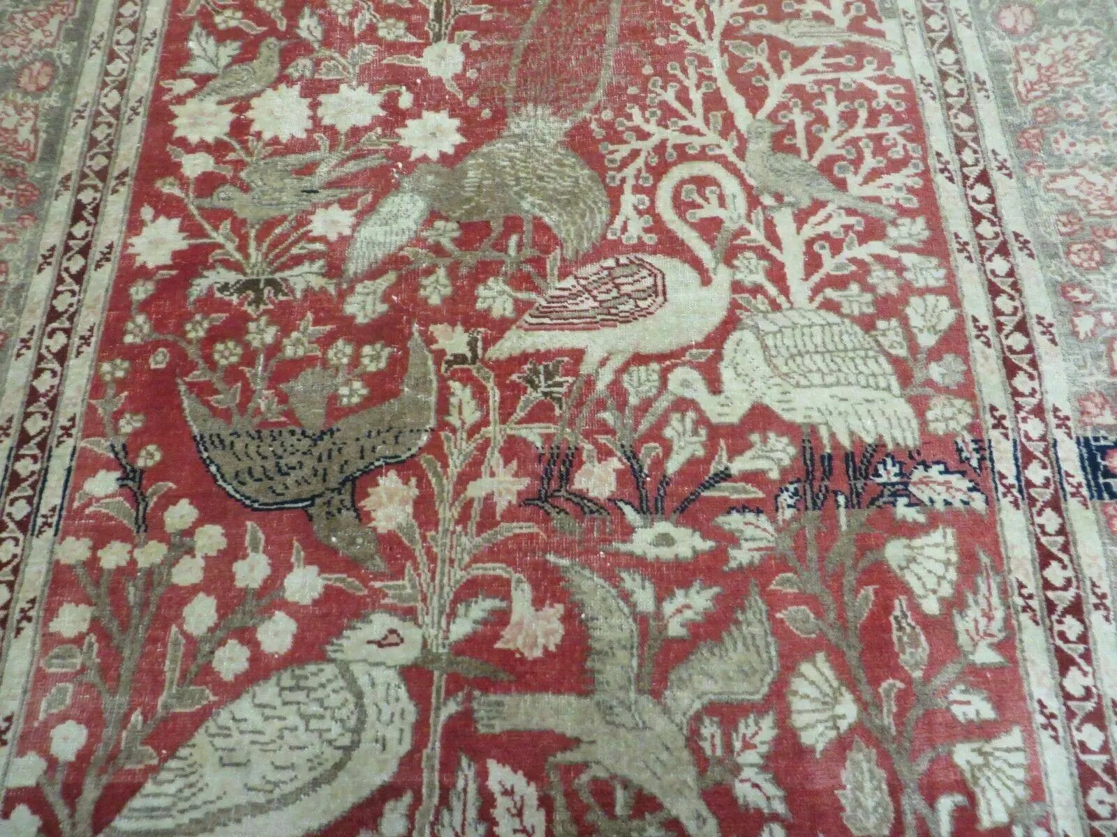 4' X 6' Antique Handmade Turkish Tree Of Life Oriental Wool Rug Birds Red by Jewel Rugs