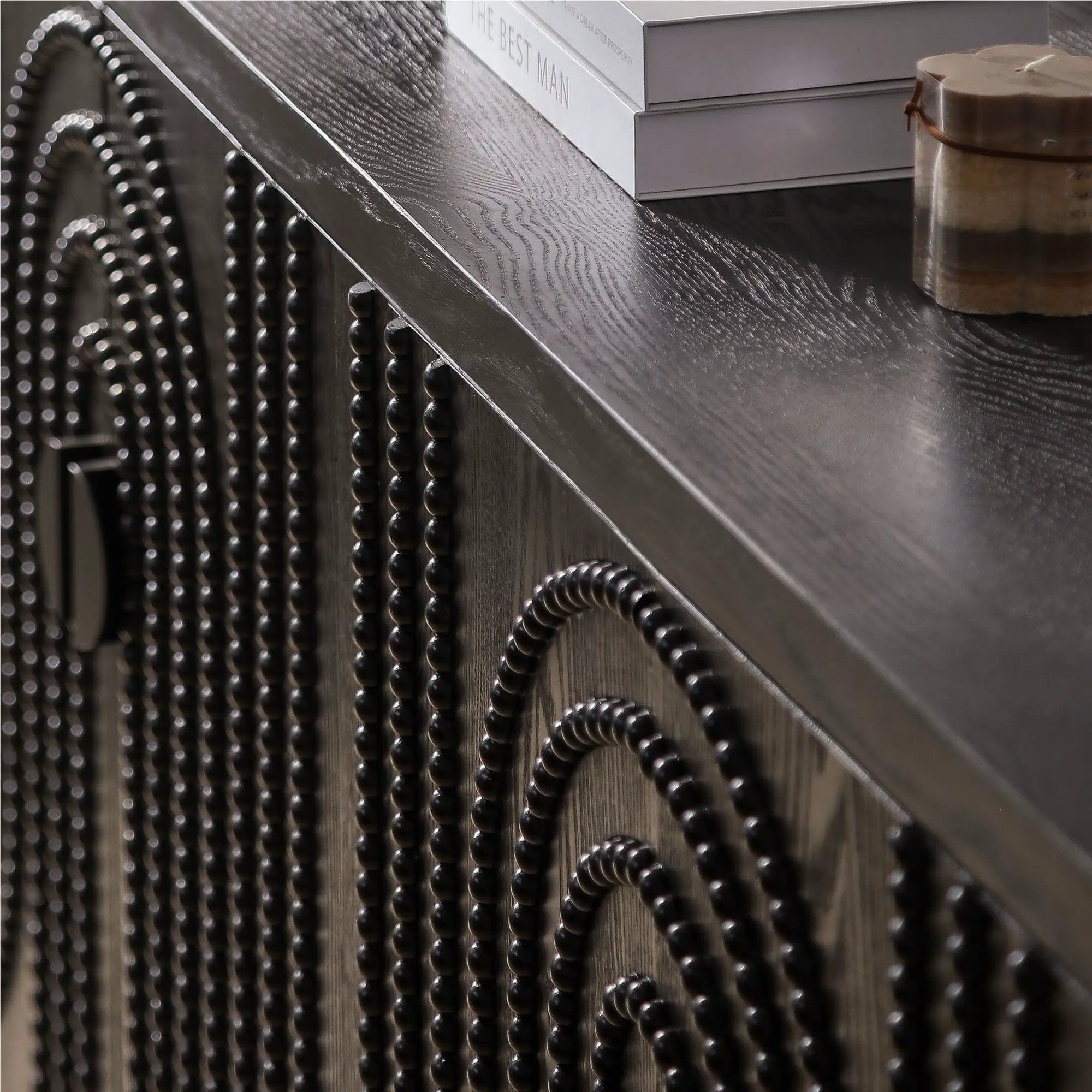 Modern Sideboard Cabinet With Decorative Nailhead Accents, Stylish Storage Solution For Dining, Living Rooms - Black by HouseOfZazla