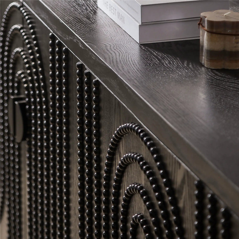 Modern Sideboard Cabinet With Decorative Nailhead Accents, Stylish Storage Solution For Dining, Living Rooms - Black by HouseOfZazla
