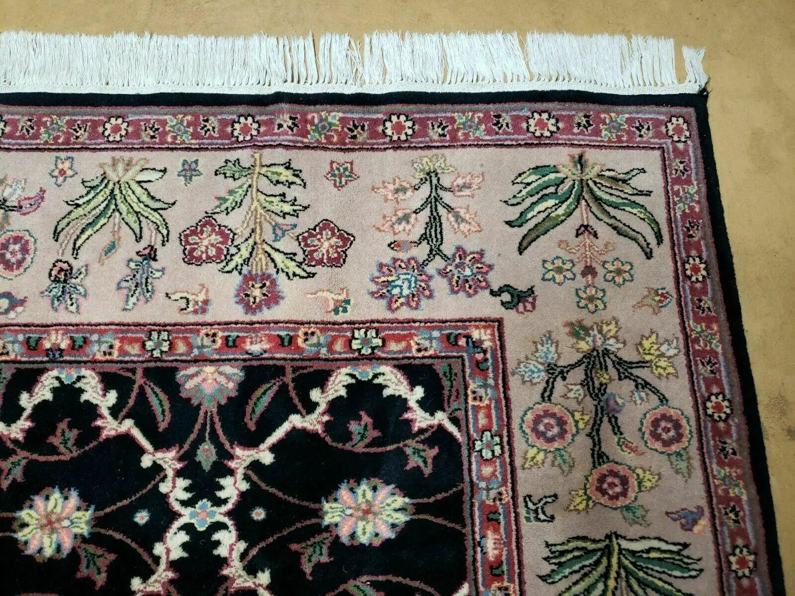 6' X 9' Handmade India Floral Oriental Wool Rug Carpet Hand Knotted Nice Black by Jewel Rugs