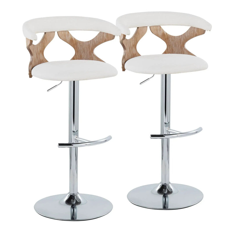 Gardenia - Contemporary Adjustable Barstool With Swivel / Rounded T Footrest (Set of 2) by Unique Piece Furniture