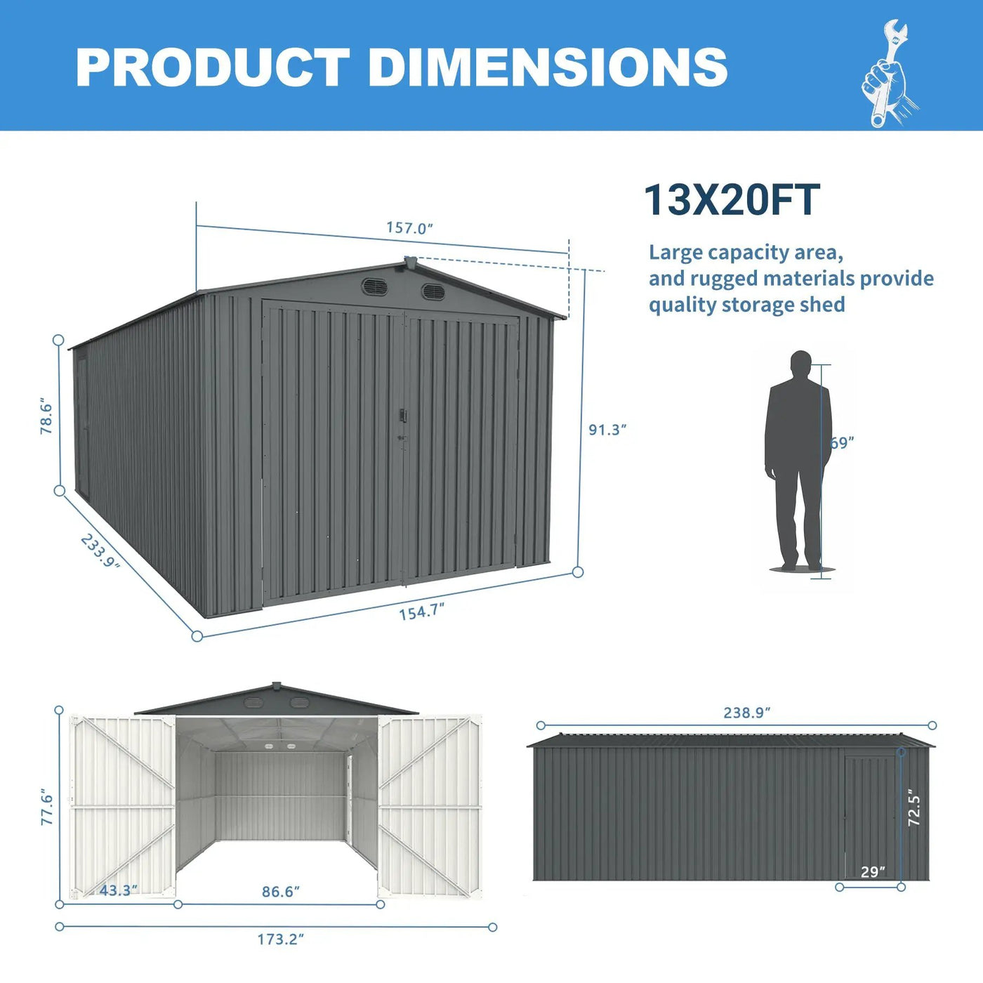 Outdoor Storage Shed 20x13 FT by HouseOfZazla