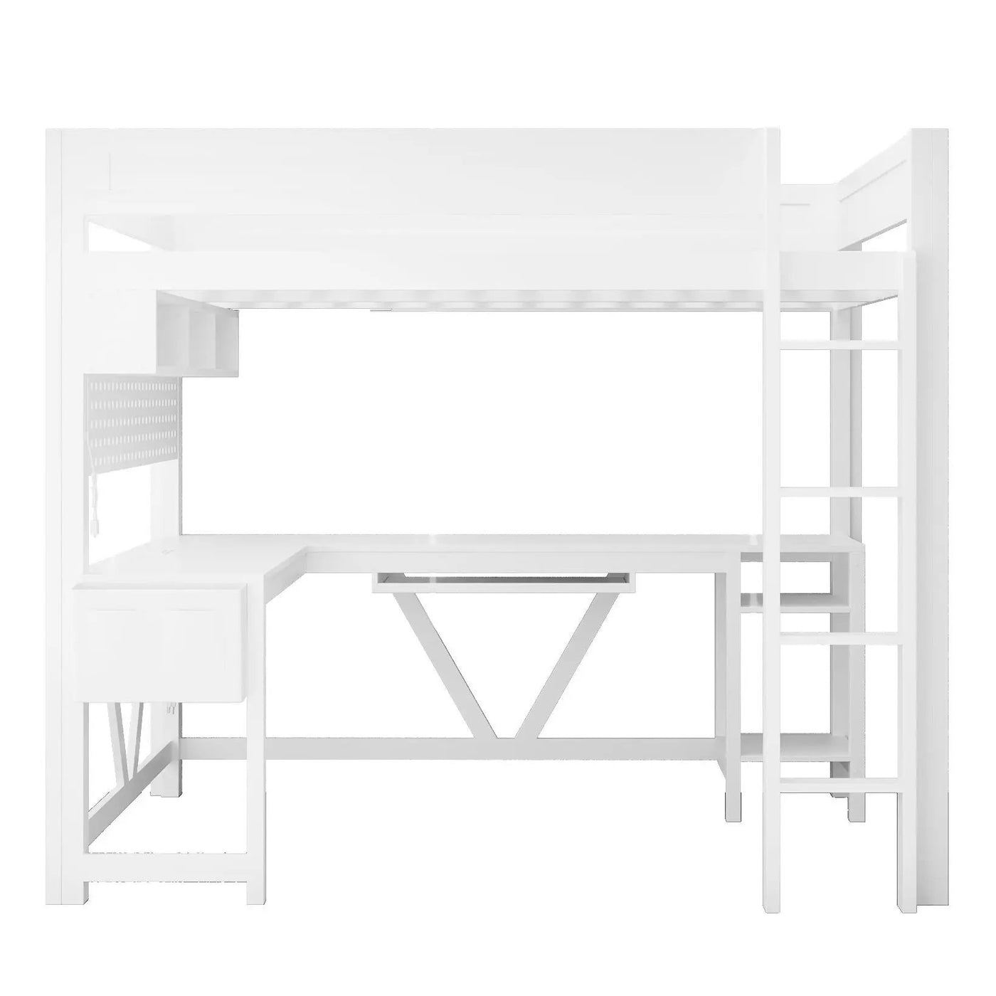 Gaming Loft Bed With Desk, Storage Shelves, LED And Charging Station by HouseOfZazla