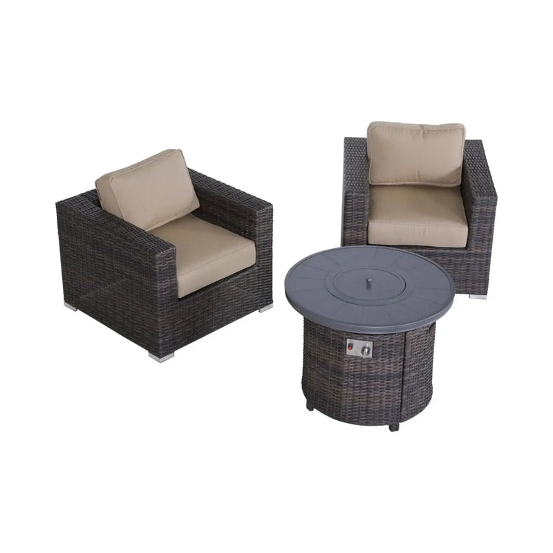 Rattan Patio Set With Comfortable Cushions And Fire Pit by HouseOfZazla