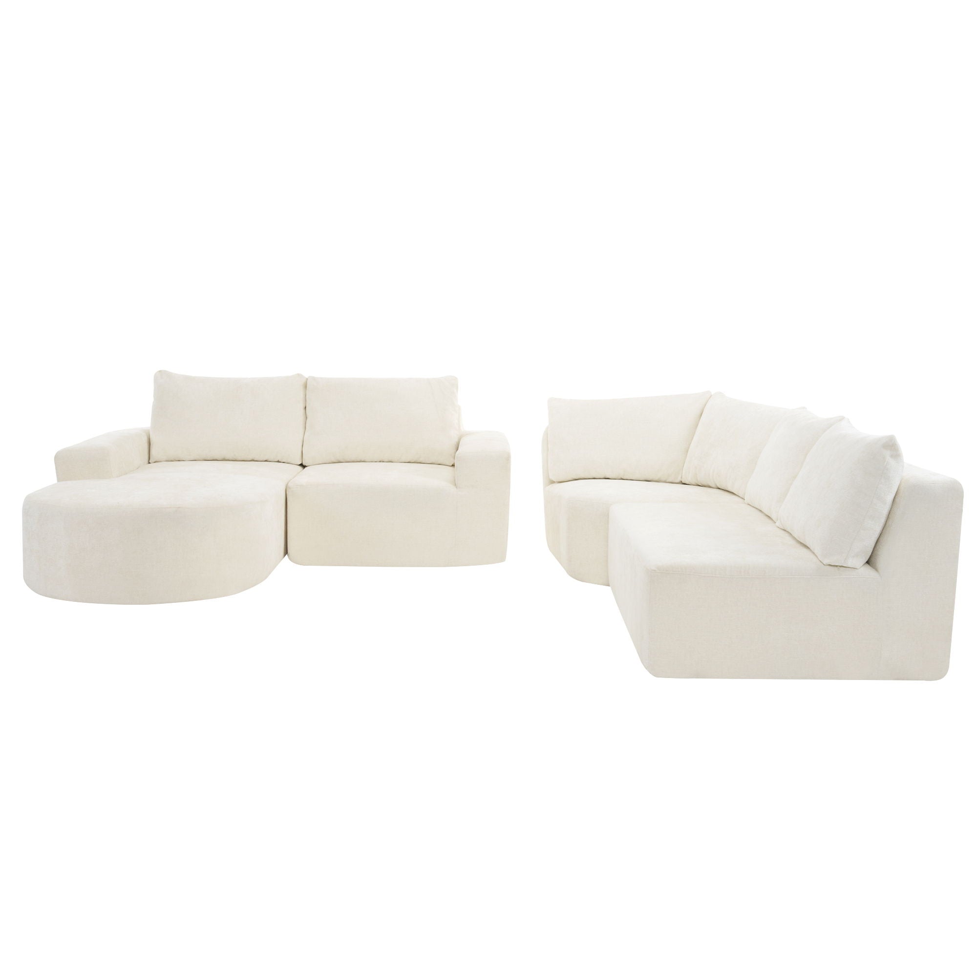 Modular Cloud Sectional Sofa Set, U-Shaped Upholstered Couch With Deep Seat by HouseOfZazla