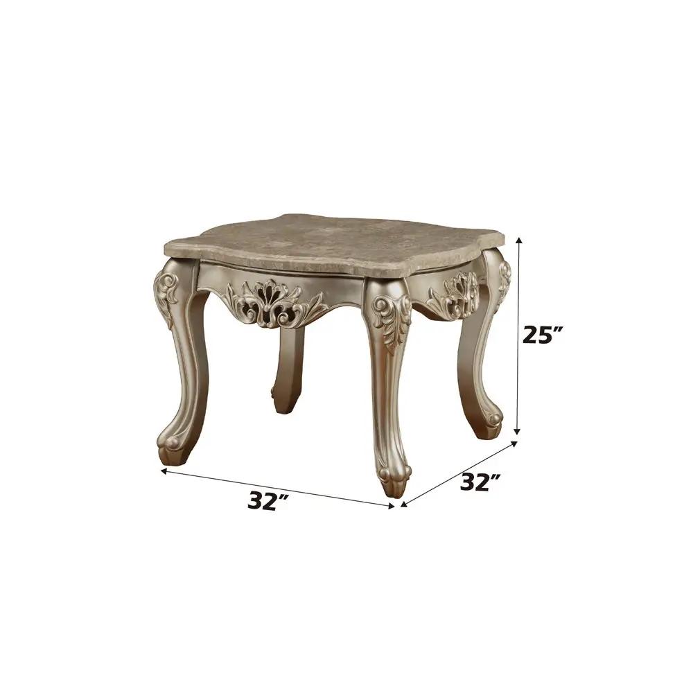 Ranita - End Table - Marble Top & Champagne by Unique Piece Furniture