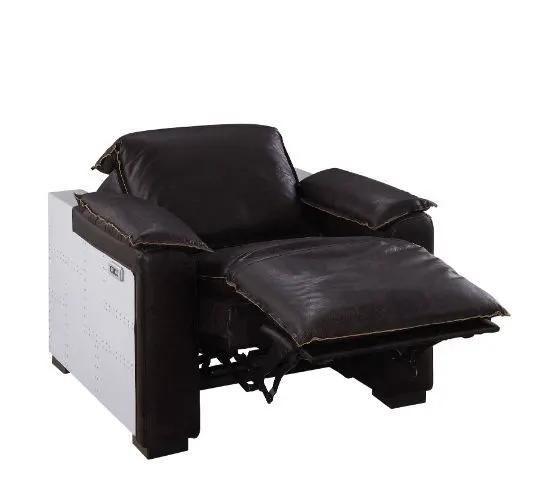 Misezon - Power Motion Recliner - Dark Top Grain Brown Leather & Aluminum by Unique Piece Furniture
