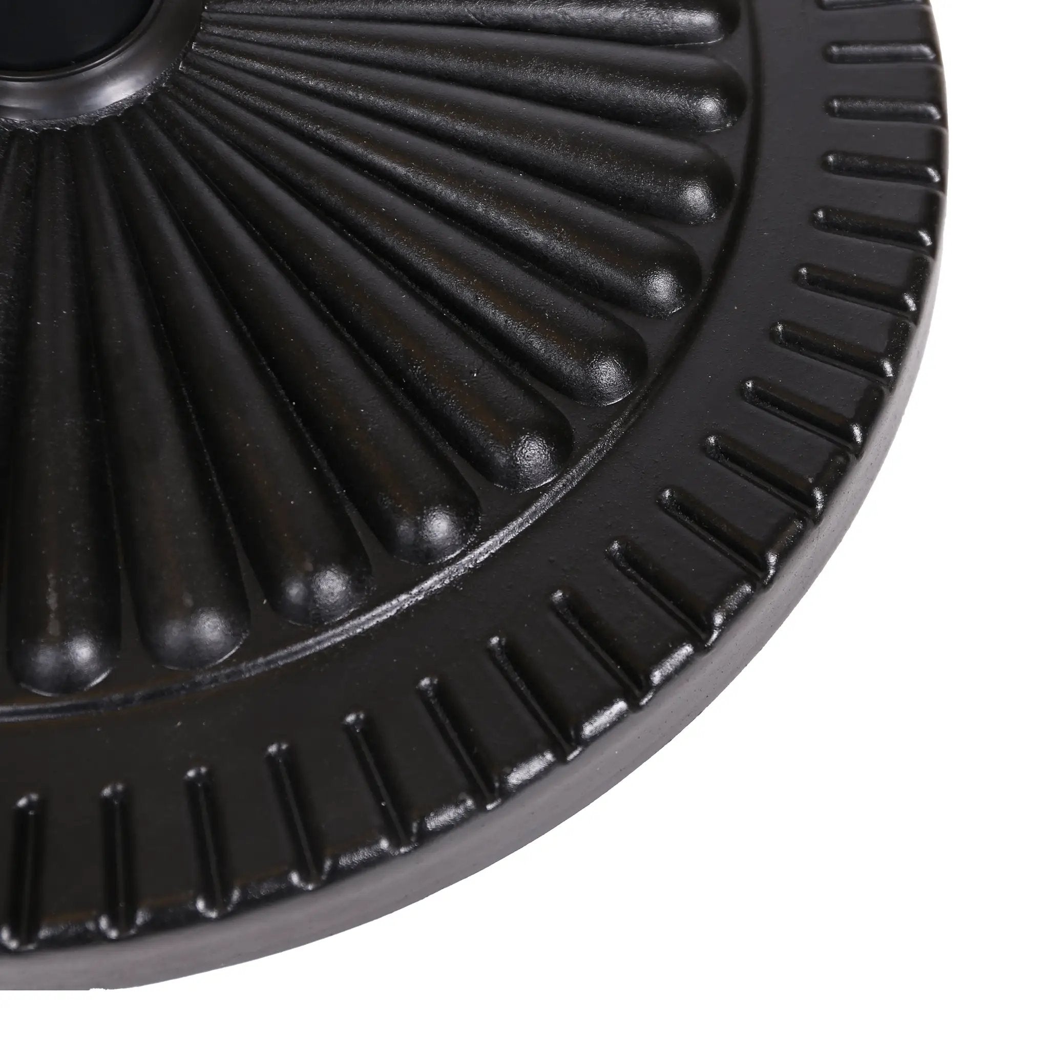 Black Rock Resin Outdoor Umbrella Base with Steel Support in Black Finish by HouseOfZazla
