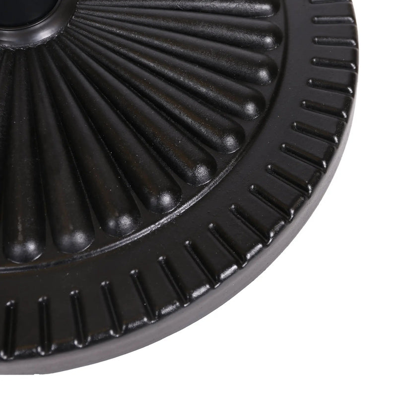 Black Rock Resin Outdoor Umbrella Base with Steel Support in Black Finish by HouseOfZazla
