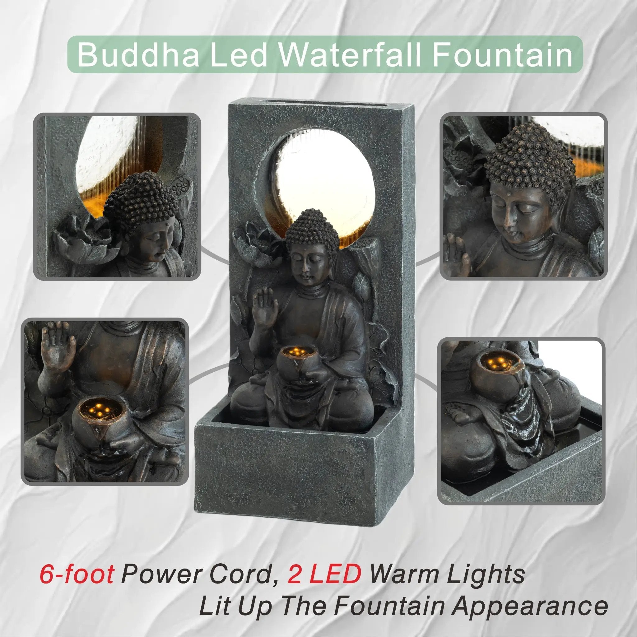 28" H Outdoor Buddha Waterfall Fountain by HouseOfZazla