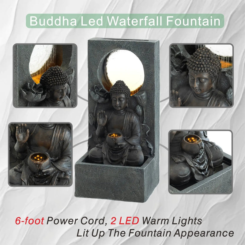 28" H Outdoor Buddha Waterfall Fountain by HouseOfZazla