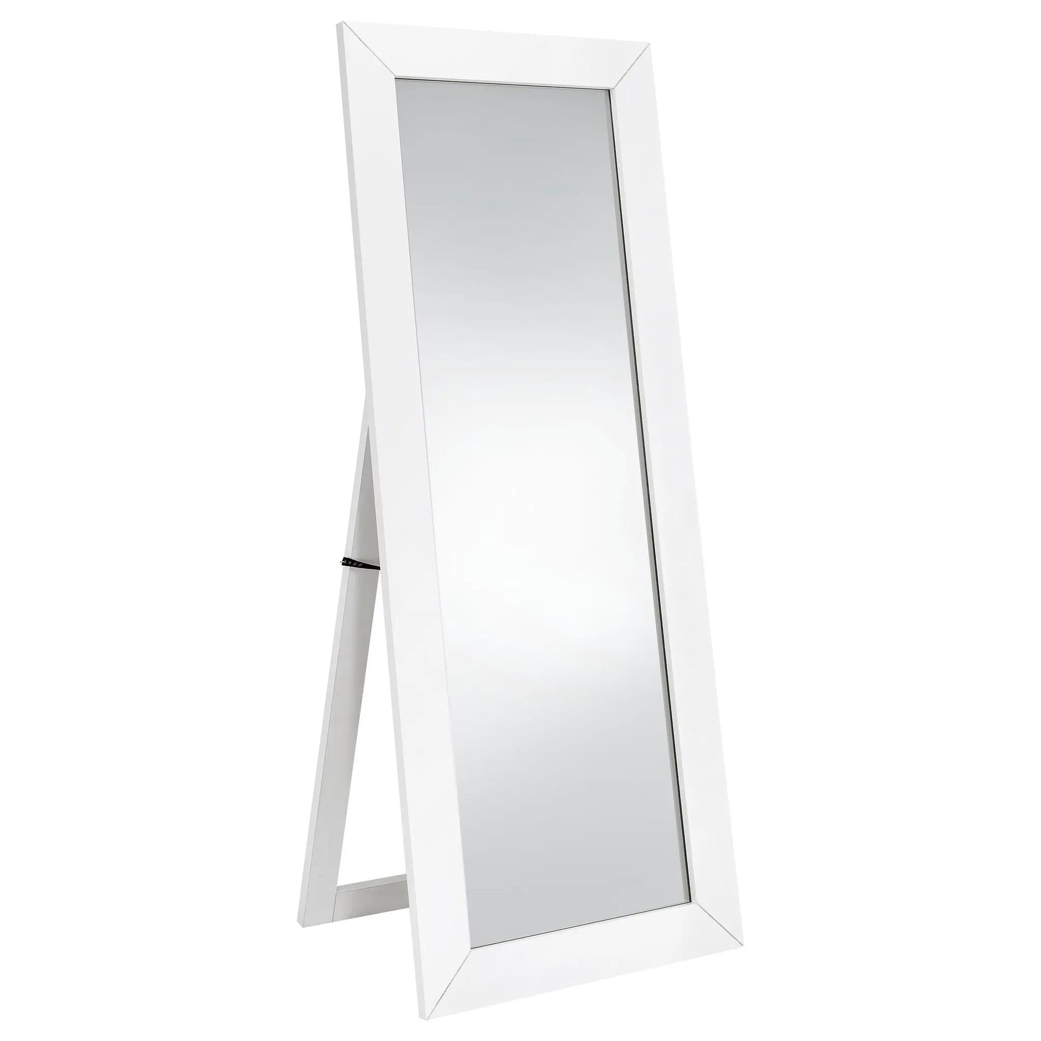 Cadence Tempered Glass Full Length Mirror White High Gloss by Unique Piece Furniture
