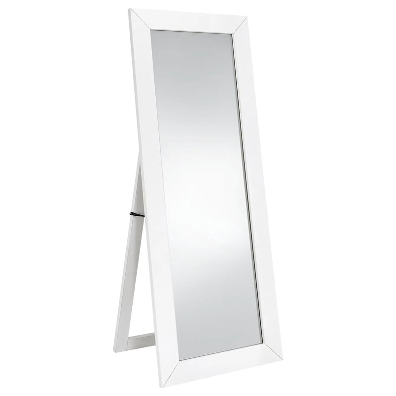 Cadence Tempered Glass Full Length Mirror White High Gloss by Unique Piece Furniture