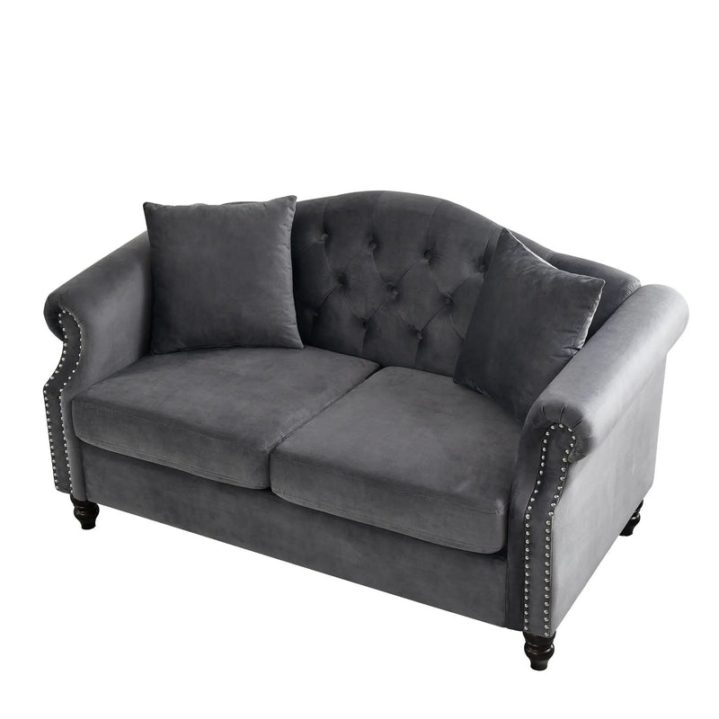 2 Seater Chesterfield Sofa With Rolled Arms And Nailhead Trim For Living Room by HouseOfZazla