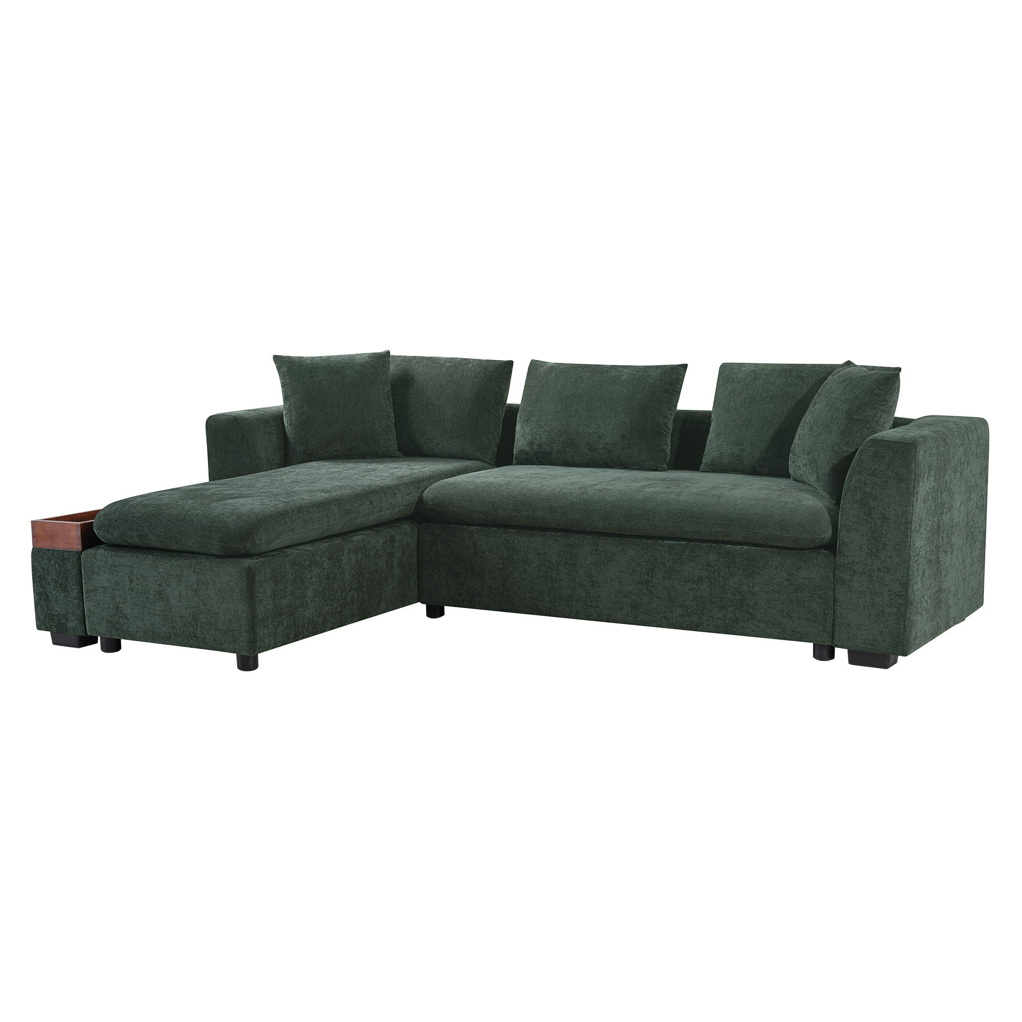 Modern L Shaped Sectional Sofa With Upholstery And Wooden Storage by HouseOfZazla