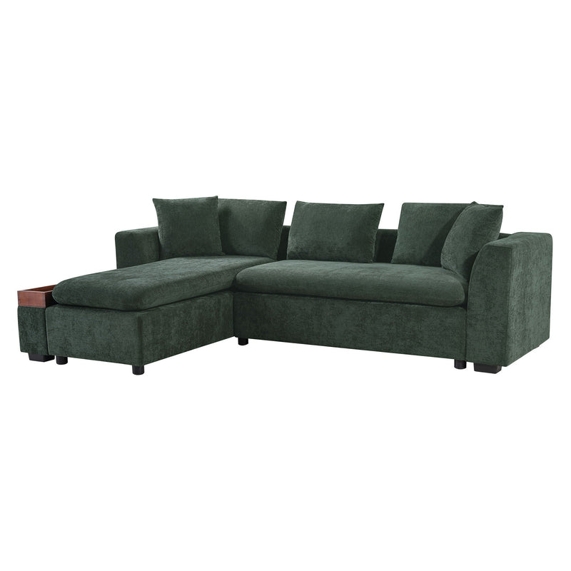 Modern L Shaped Sectional Sofa With Upholstery And Wooden Storage by HouseOfZazla