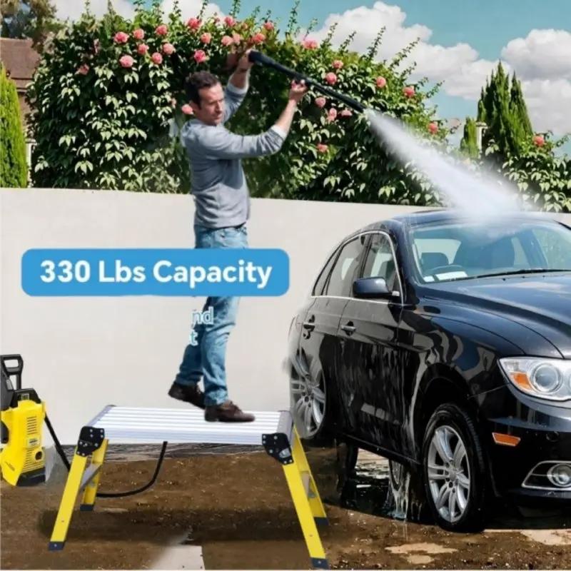 Aluminum Step Ladder Heavy Duty Foldable Aluminum Platform 330 Lbs Capacity by HouseOfZazla