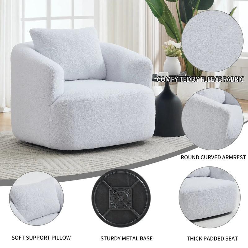 360° Swivel Round Upholstered Comfy Chair by HouseOfZazla