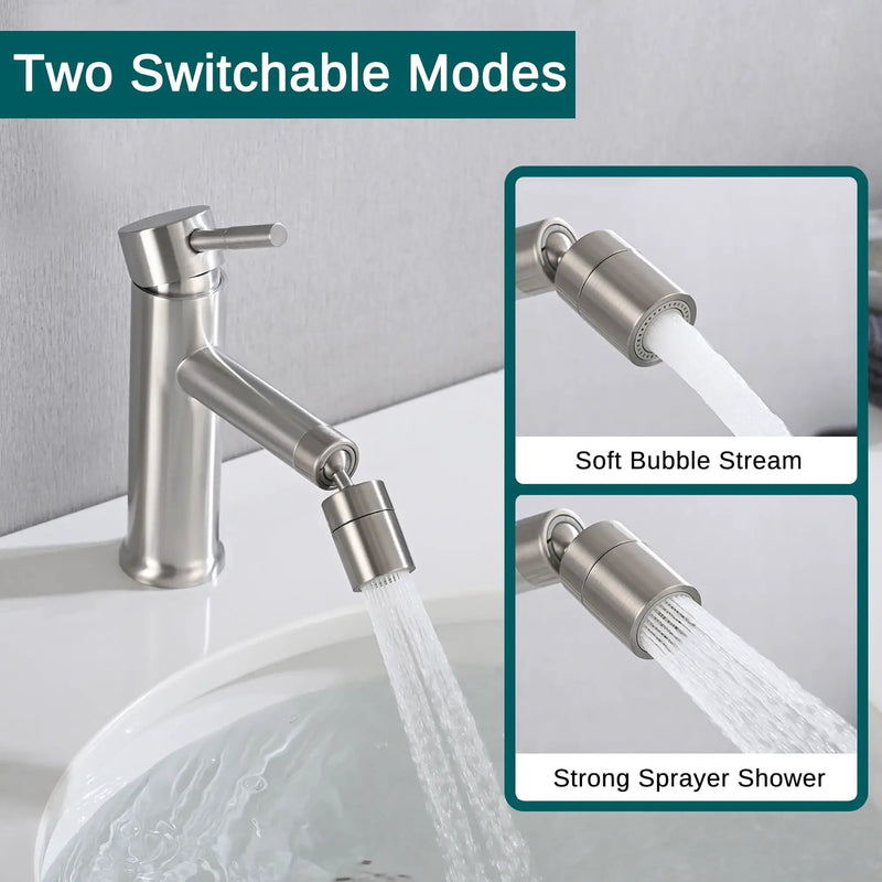 2 Mode Bathroom Faucet With 360 Degree Rotating Aerator For Sink by HouseOfZazla