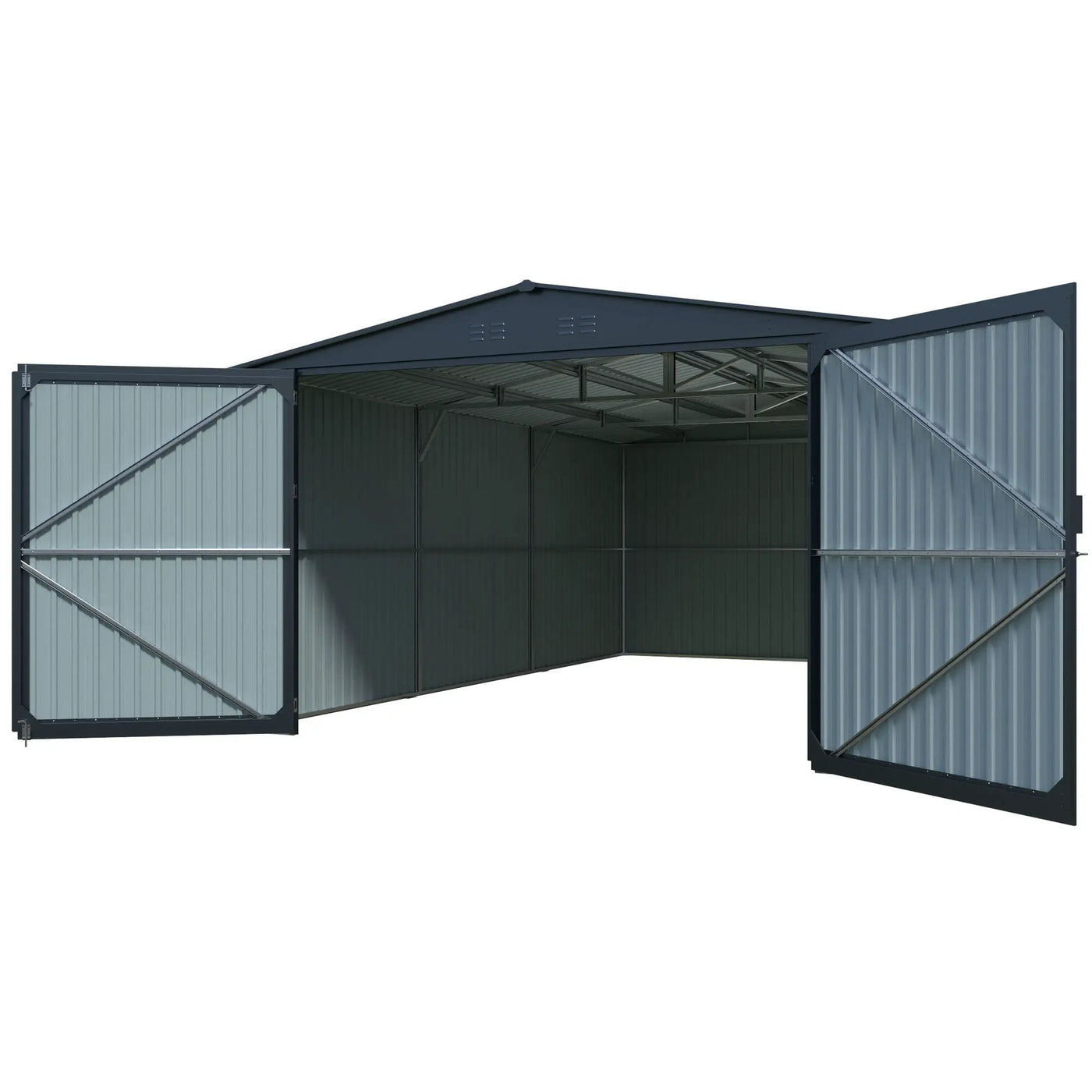 Outdoor Storage Shed, Garden Shed Backyard Utility Tool House Building With 2 Doors And 4 Vents For Car, Truck, Bike, Garbage Can, Tool, Lawnmower by HouseOfZazla