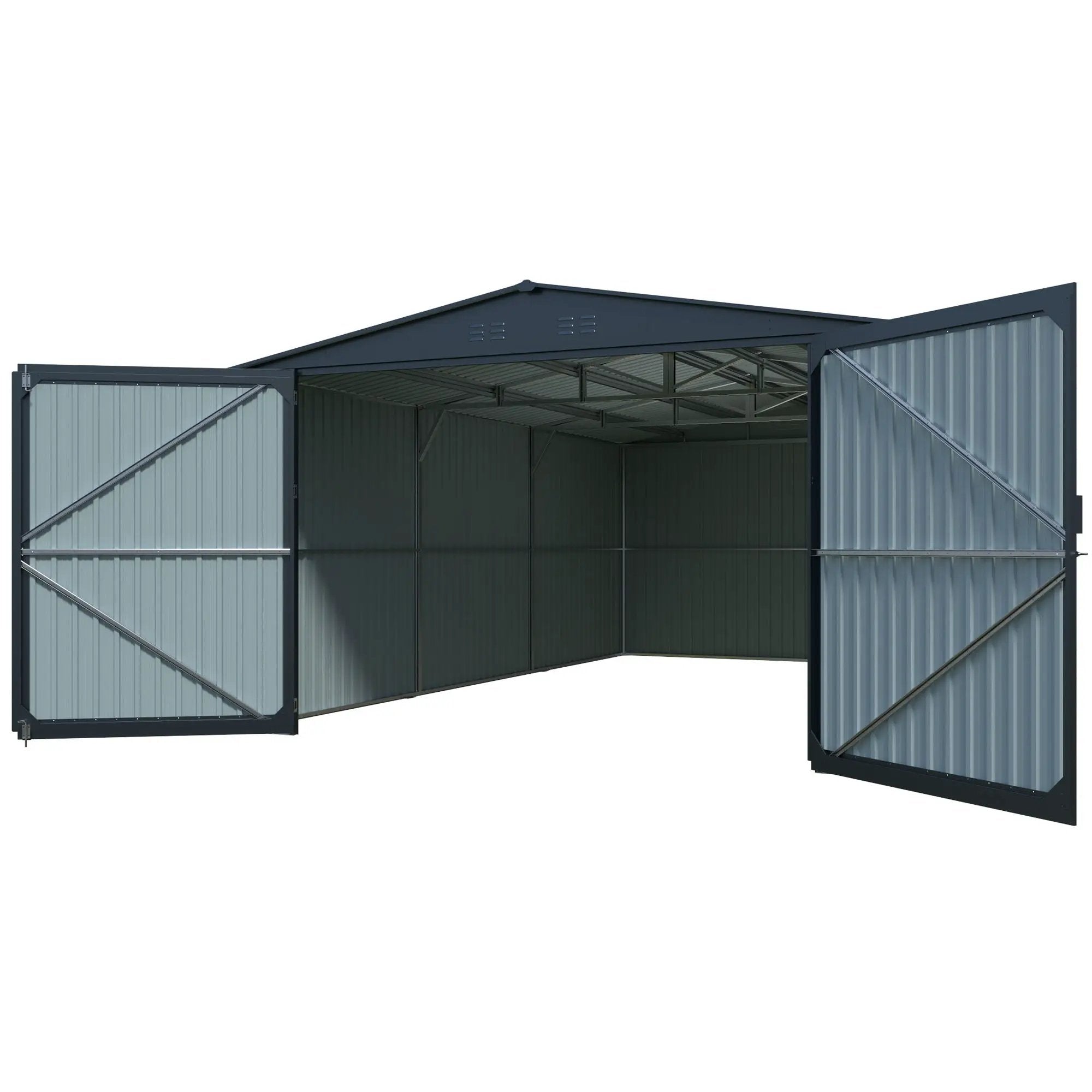 Outdoor Storage Shed, Garden Shed Backyard Utility Tool House Building With 2 Doors And 4 Vents For Car, Truck, Bike, Garbage Can, Tool, Lawnmower by HouseOfZazla