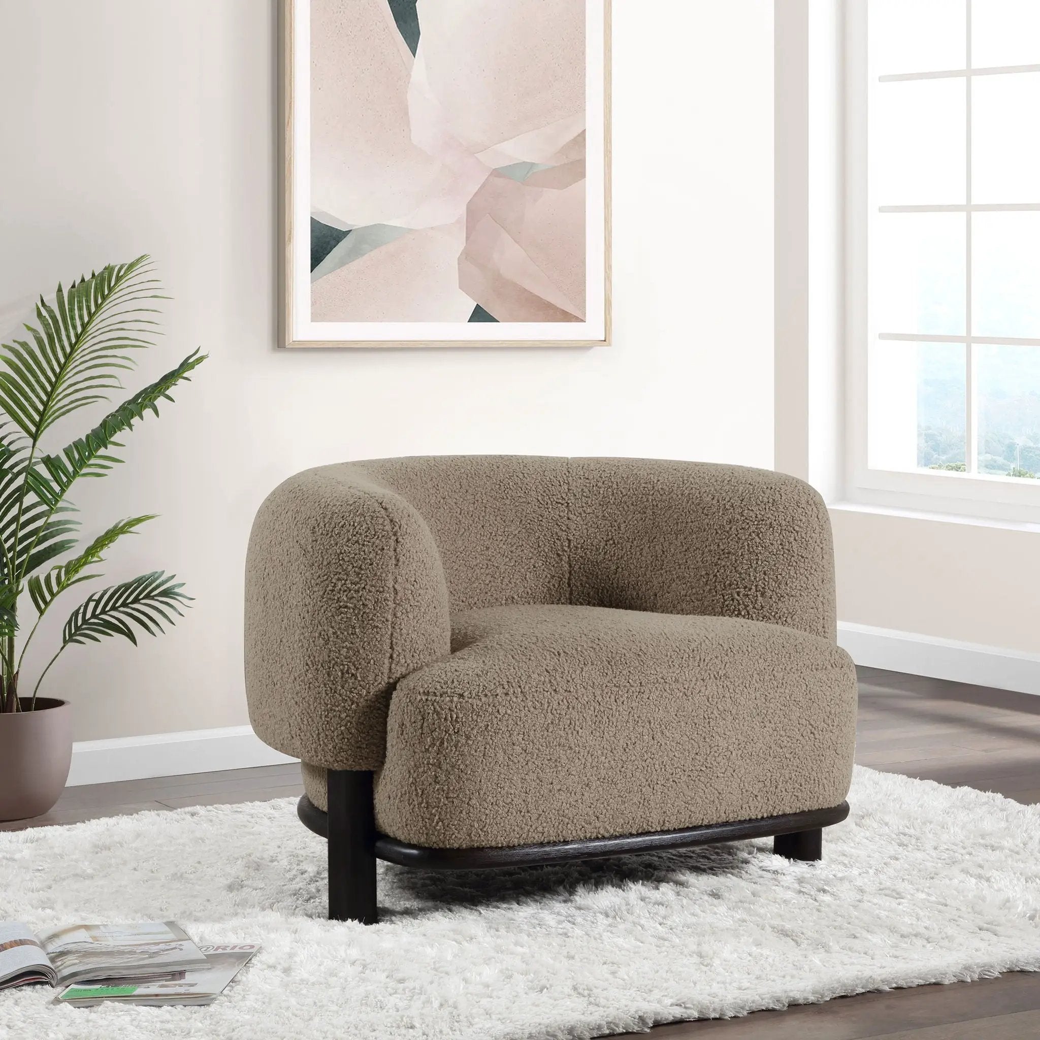 Lawler Upholstered Barrel Back Accent Chair Brown and Black by Unique Piece Furniture