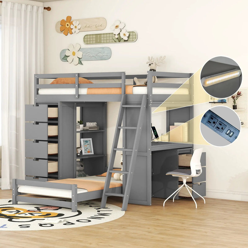 Bunk Bed With LED Light And USB Ports by HouseOfZazla