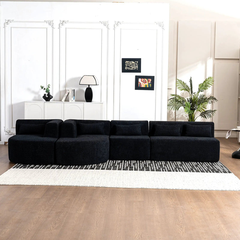 Upholstered Sofa Free Combined Sofa Couch With 2 Chaise Lounge And Five Back Pillows For Living Room by HouseOfZazla