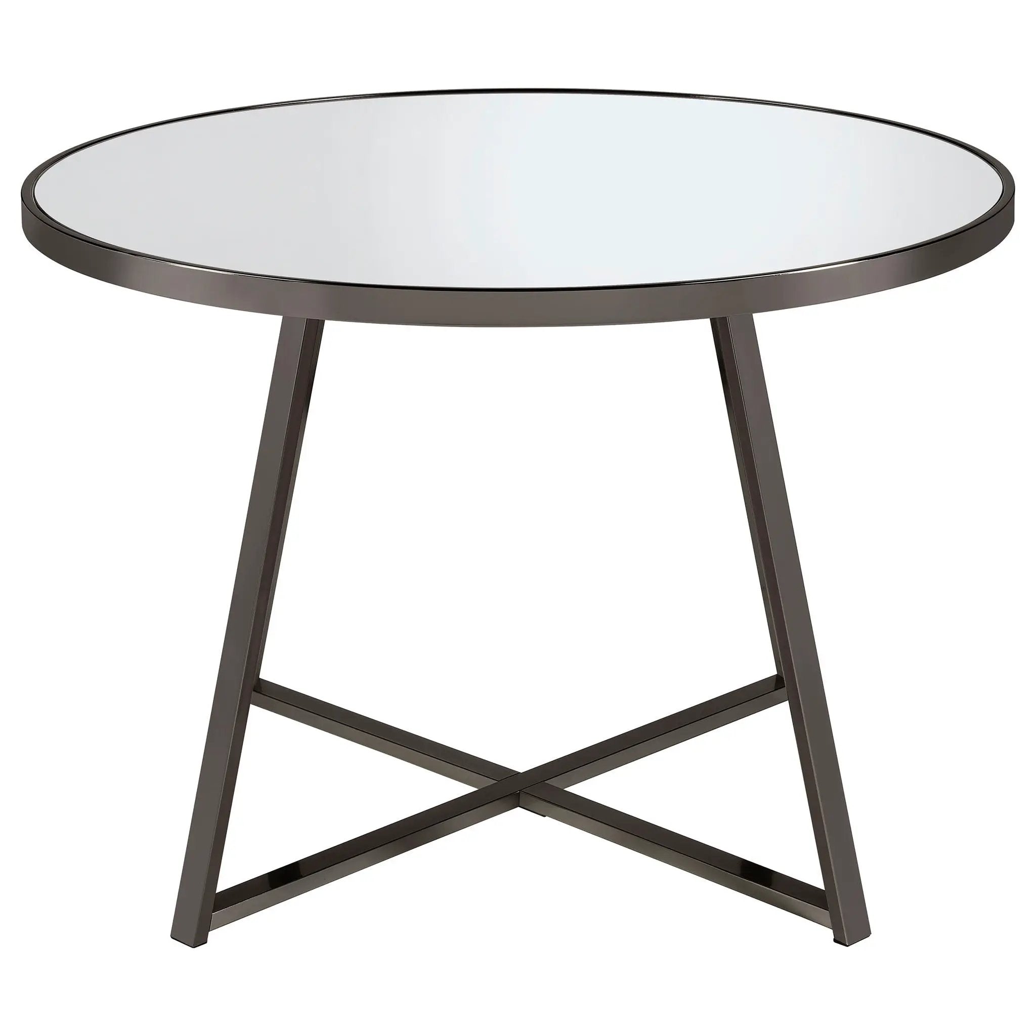 Jillian Round 45-inch Mirror Top Dining Table Black Nickel by Unique Piece Furniture