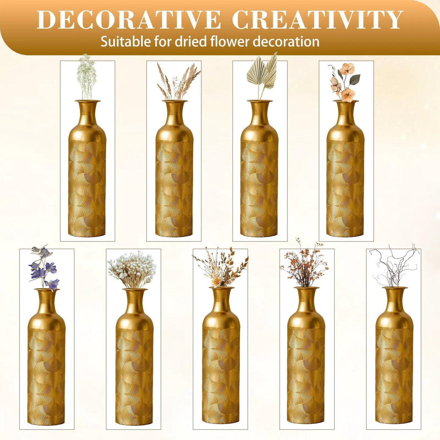 3 Pack Semi-Handcrafted Gold Metal Vase Collection by HouseOfZazla