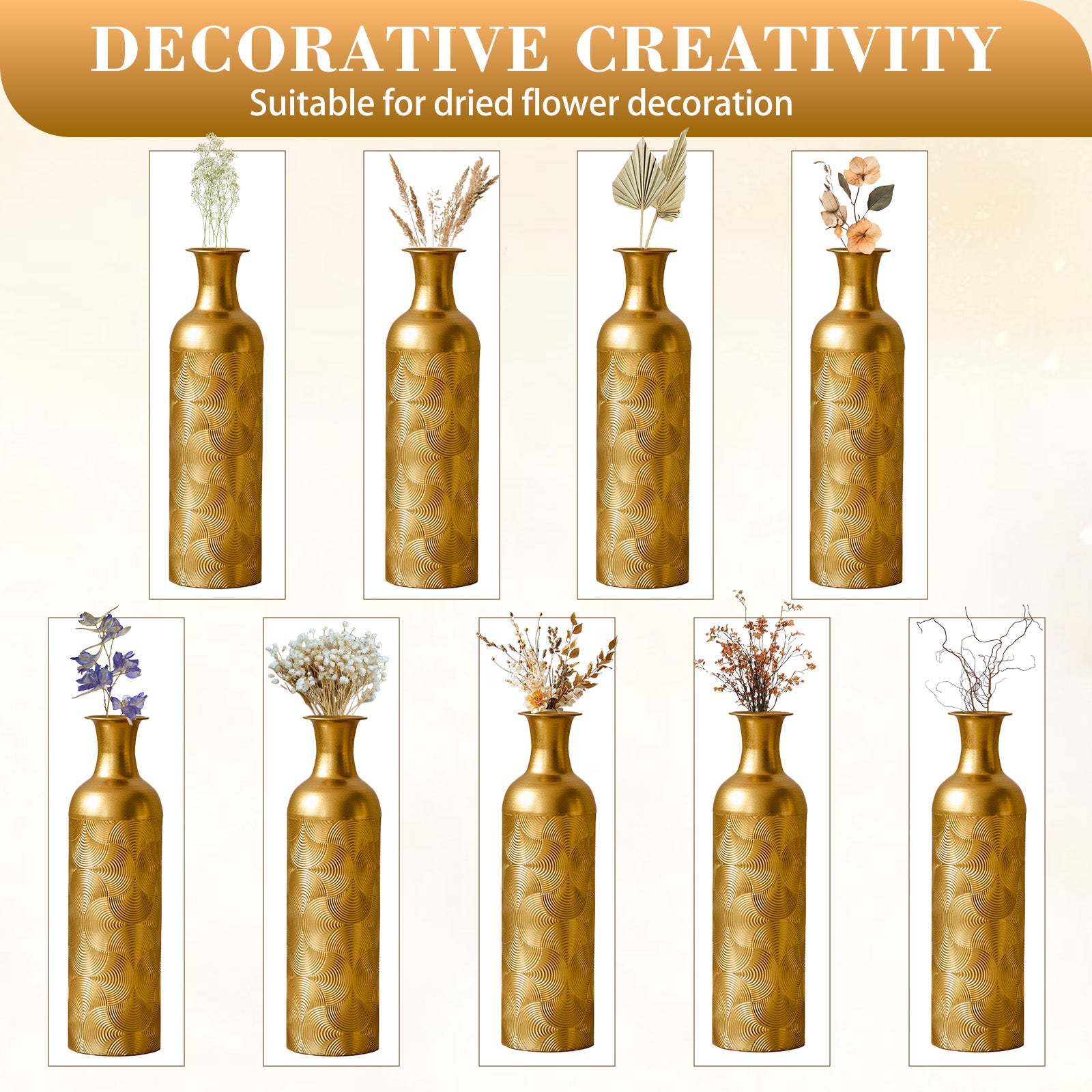 3 Pack Semi-Handcrafted Gold Metal Vase Collection by HouseOfZazla