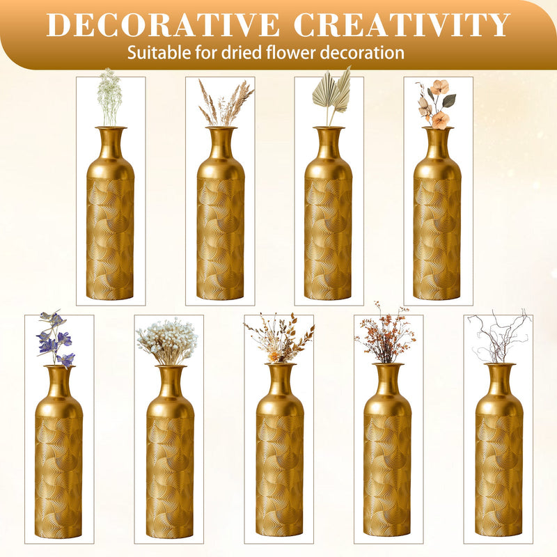 3 Pack Semi-Handcrafted Gold Metal Vase Collection by HouseOfZazla