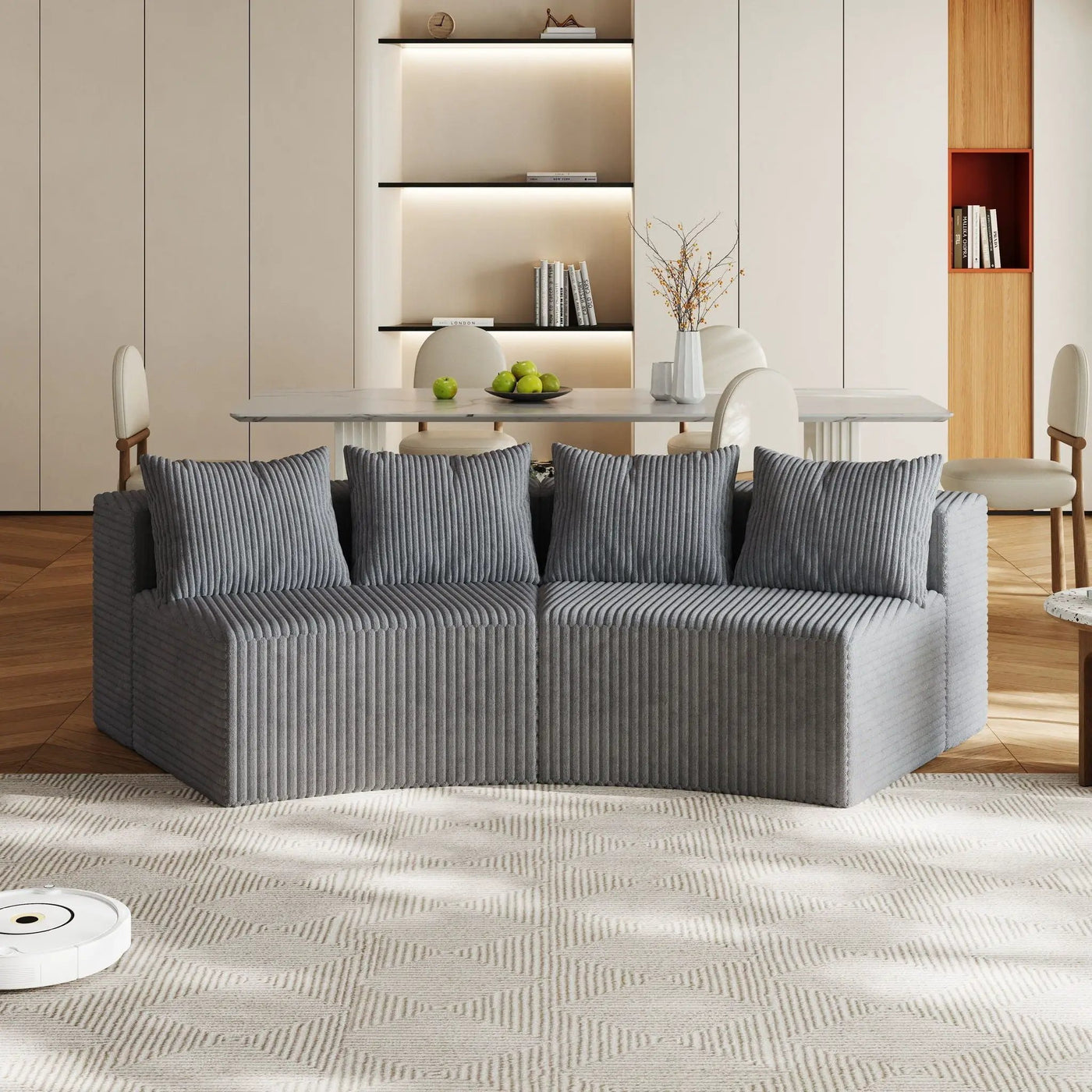 Curved Sectional Sofa With 4 Pillows, Modular Semi Circular Design by HouseOfZazla
