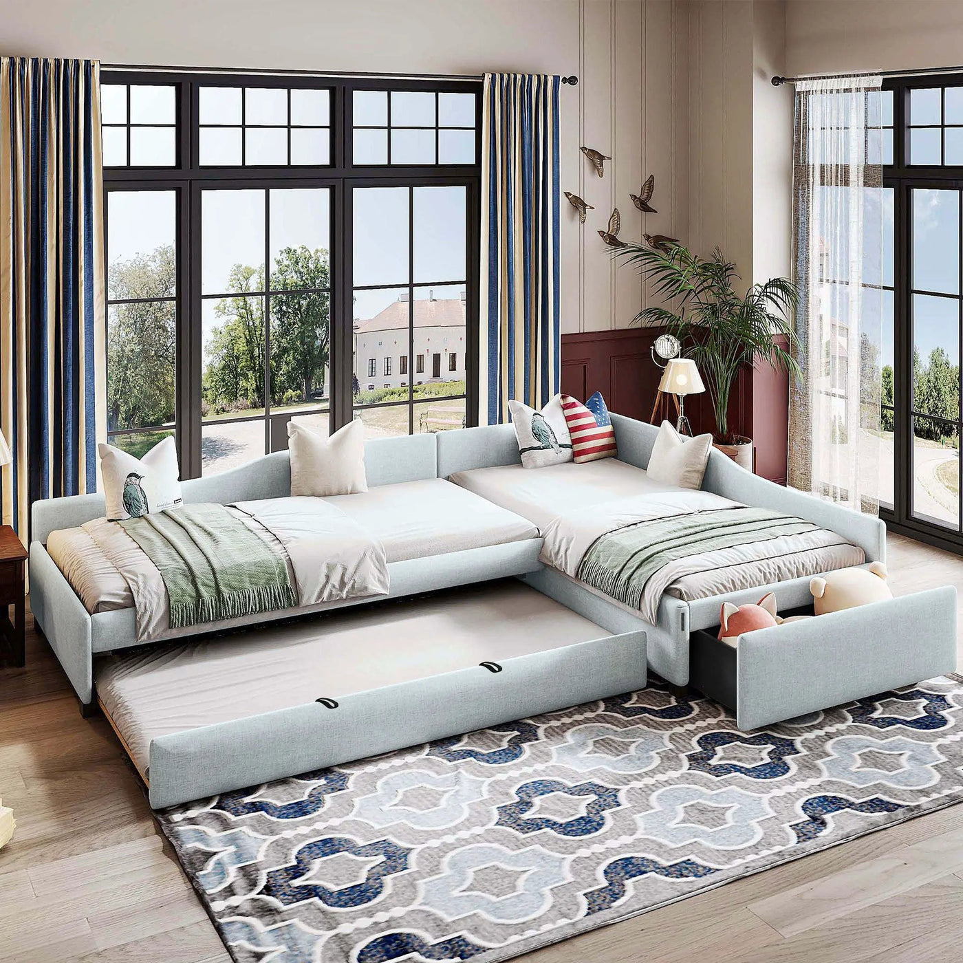 Upholstered Double Daybed With Trundle And Drawer by HouseOfZazla