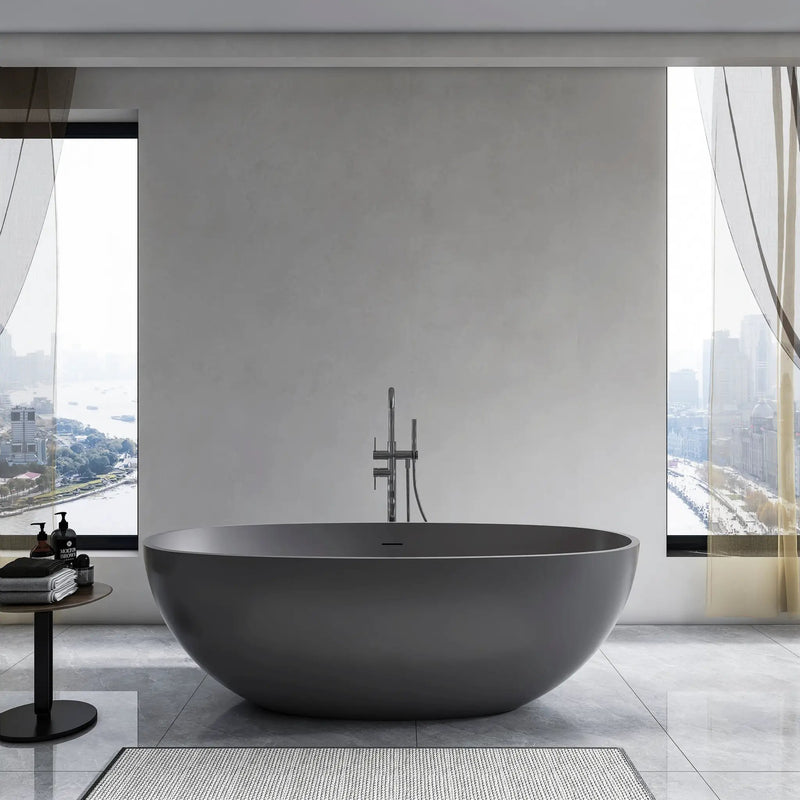 65.2 Inch Freestanding Solid Surface Soaking Bathtub by HouseOfZazla