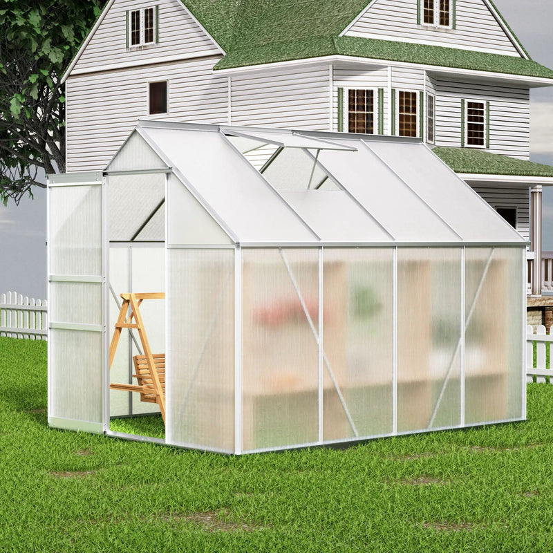 Walk-In Polycarbonate house & Roof Vent, Sliding Doors, Aluminum Hobby Hot House For Outdoor by HouseOfZazla