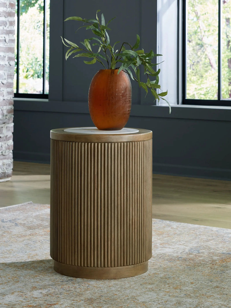 Camdill - Round End Table - Light Brown / White by Unique Piece Furniture
