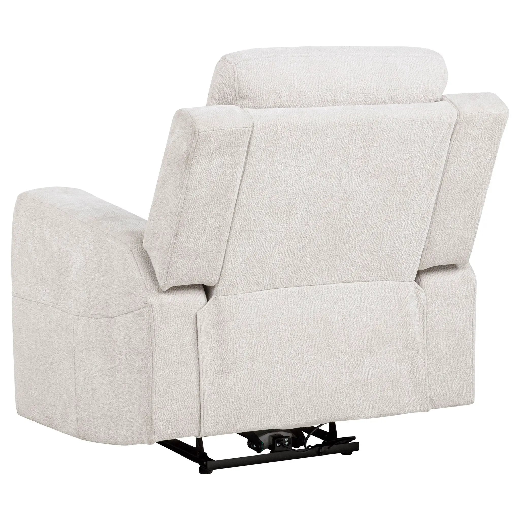 Kennett Chenille Upholstered Power Recliner Chair Ivory by Unique Piece Furniture
