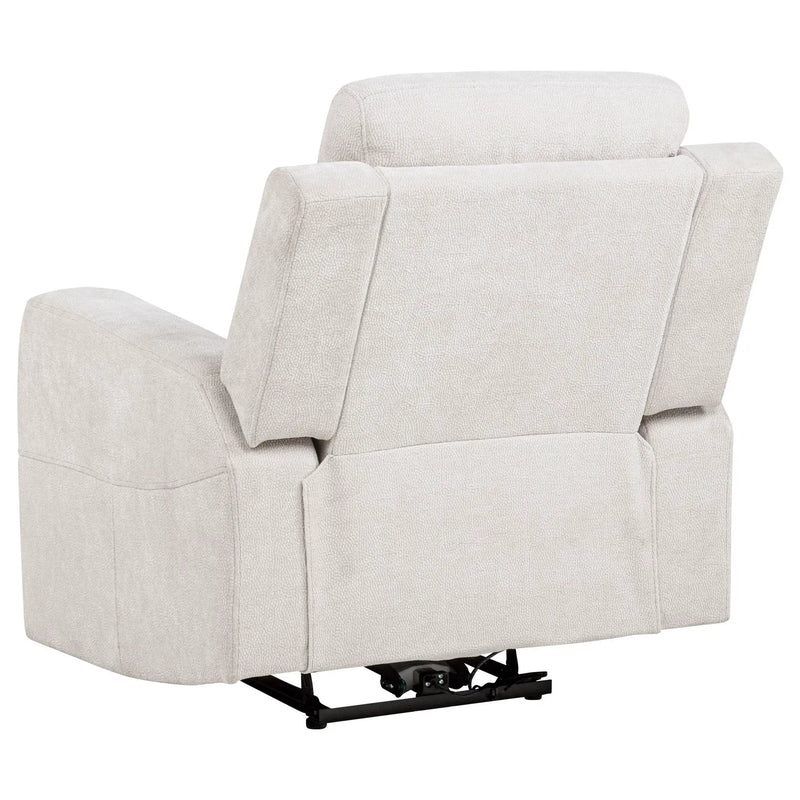 Kennett Chenille Upholstered Power Recliner Chair Ivory by Unique Piece Furniture